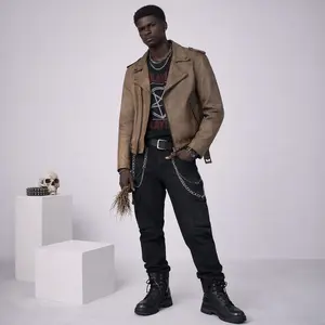 STORM RIDER DUSTY GREEN LEATHER BIKER JACKET