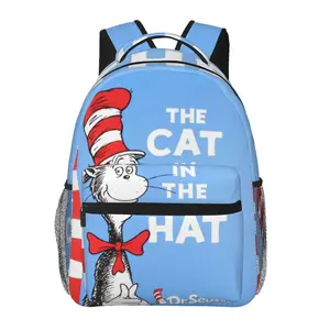 Casual The Cat in the Hat 2026 Outdoor Backpack Bill Hader The Cat in the Hat Laptop Daypack Aesthetic Plush Print The Cat in the Hat trailer Travel Backpack for School Work Camping Women Men, Ideal for Music Festivals, Birthday Gifts & Christmas