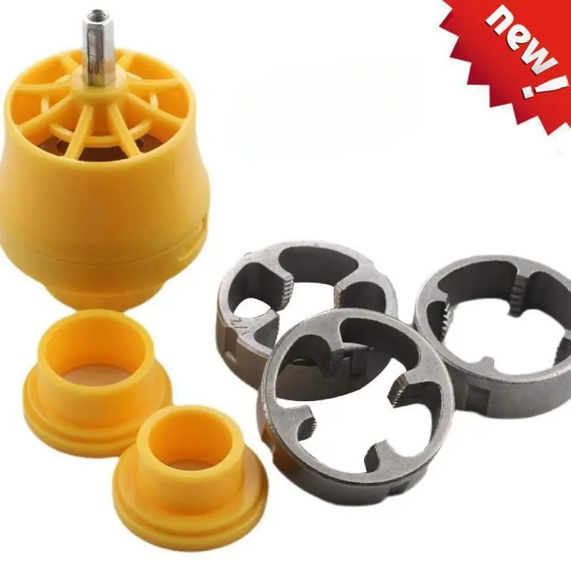 PVC Pipe Threader Set with 3 Dies 1/2", 3/4" and 1",Plastic Pipe Tap Die Set,Pipe Thread Maker Tool for Cutting & Pipe Threader
