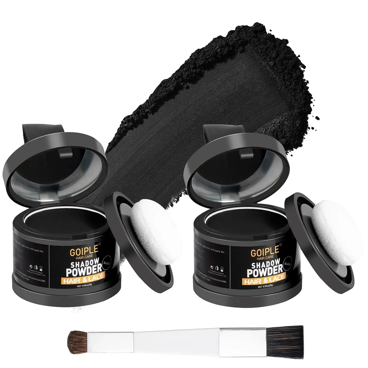 Root Cover Up Powder Hairline Powder for Women Root Touch Up Hair Color for Bald Spots, Eyebrows, Beard Line, Hair Fibers for Thinning Hair Shadow Cover Up 2 Pack (Black)