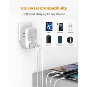 USB Charger Block, TESSAN USB Plug Adapter with Electrical 4 Box Splitter