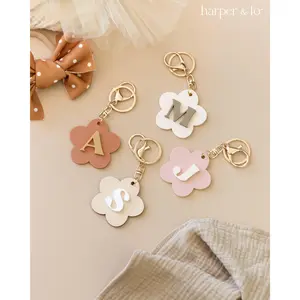 Custom Initial Letter Daisy Keychain