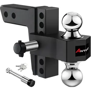 Adjustable Trailer Hitch Towing Ball Mounts, Fits 2-Inch Receiver, 6" Drop/Rise Drop, Dual Ball (2" X 2-5/16"), 12,500 GTW with Trailer Locks, Black