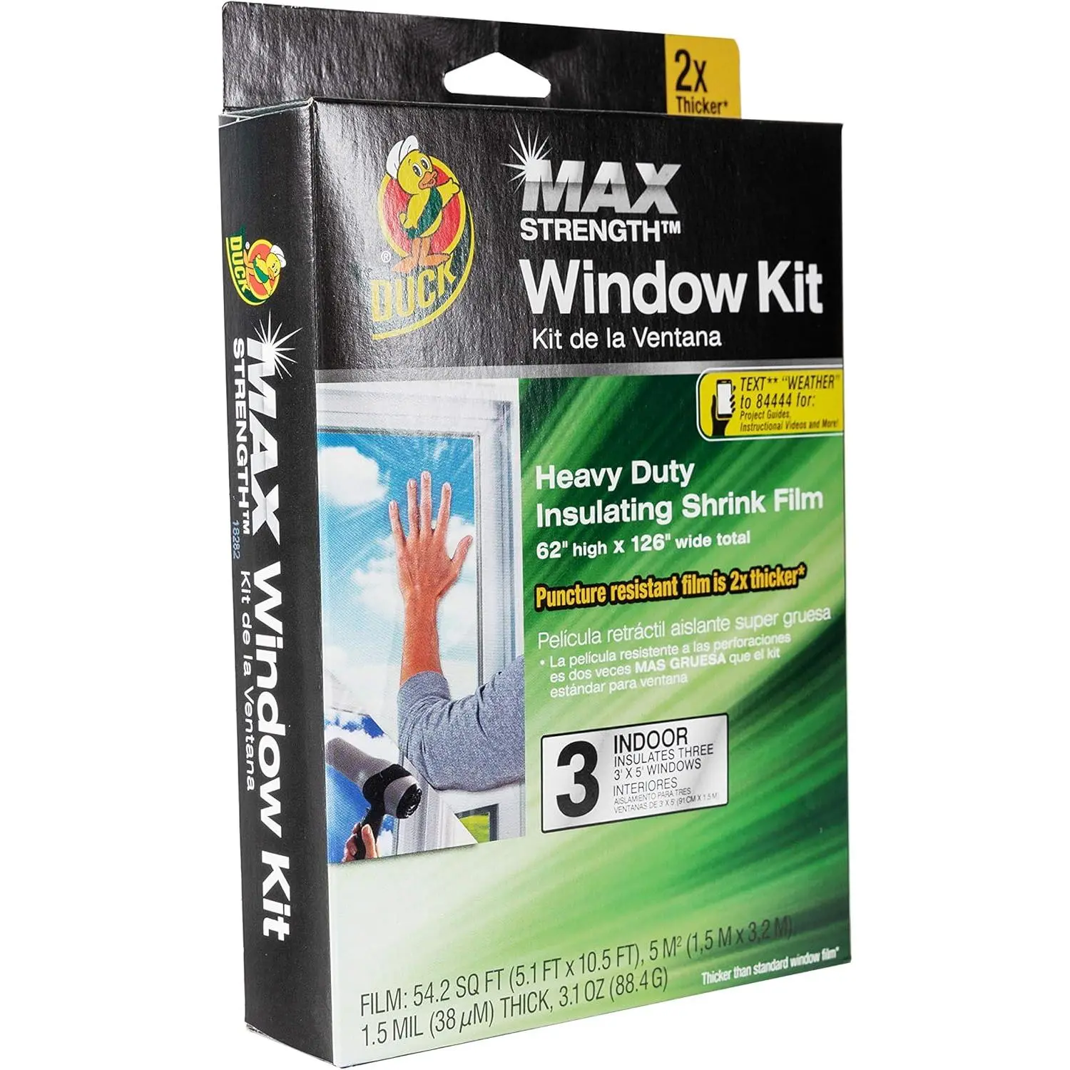 MAX Strength Heavy Duty Insulating Film Window Kit, 3-Window, 62-Inch x 126-Inch, Indoor, 284351