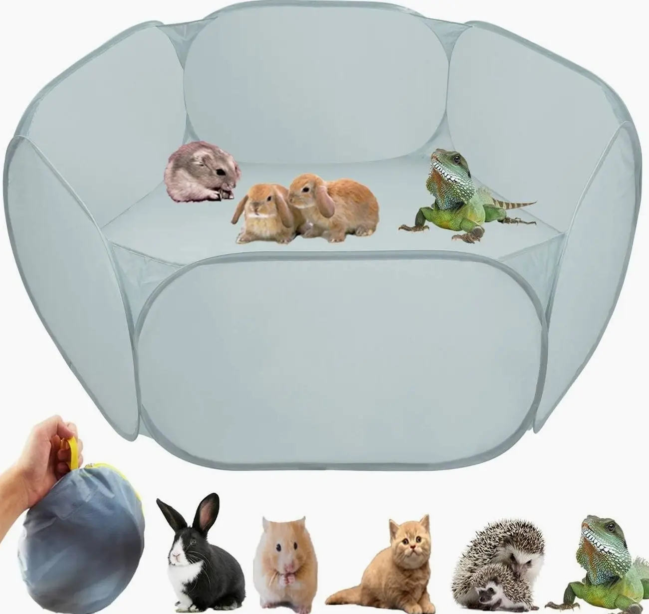 Small Animal Cage Tent Playpen with Fabric,Reptiles Cage,Breathable Transparent Pet Playpen Pop Open Outdoor/Indoor Exercise Fence