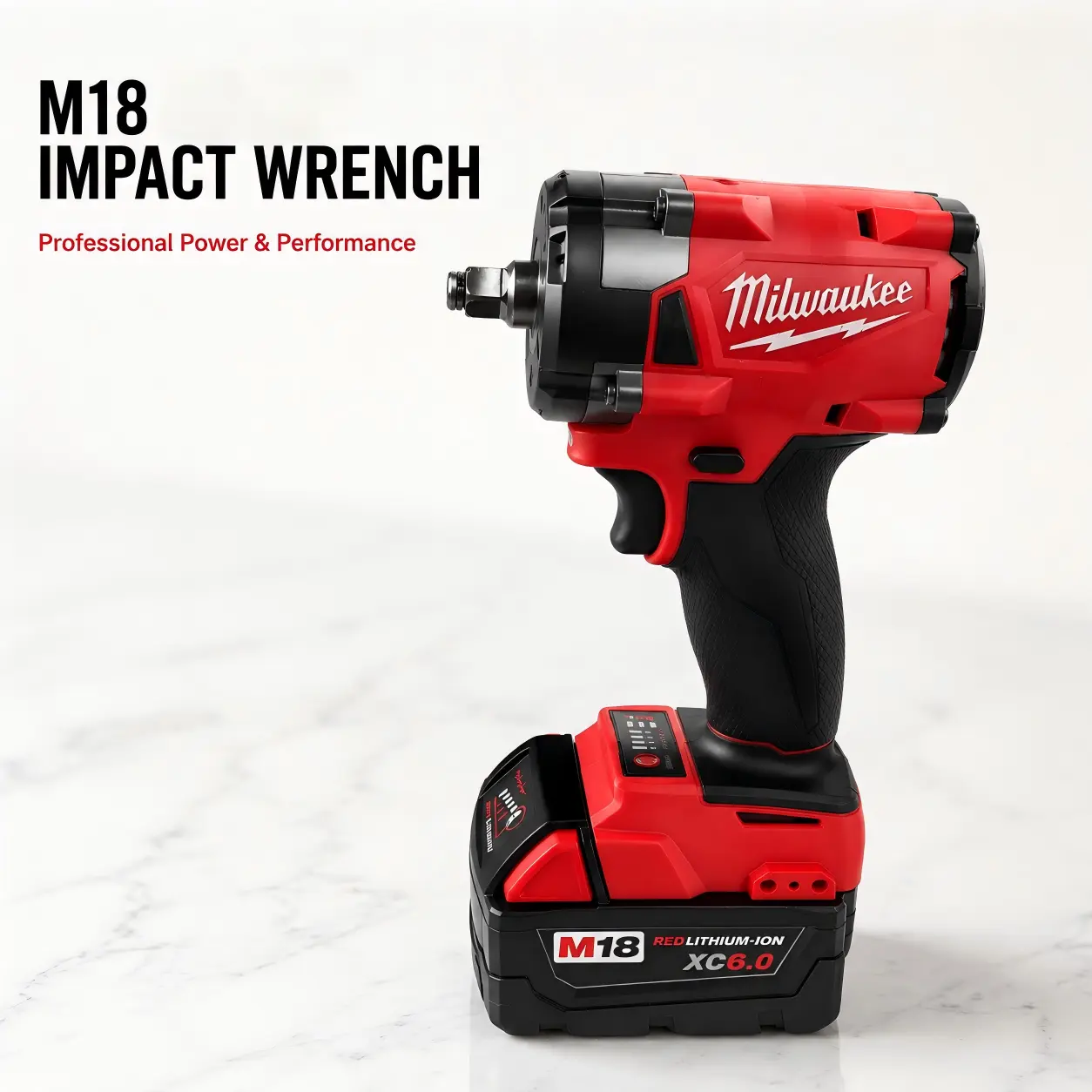 Milwaukee M18 3/8" Impact Wrench Kit with 6Ah Battery & Charger - 300Nm Raw Torque for Rusted Bolt Removal, 4-Speed DRIVE CONTROL for Precision Work, 4.8" Compact Head for Tight Engine Bays,Cordless,wireless,home,heavy duty,Dual-Purpose,3-in-1,electric, C