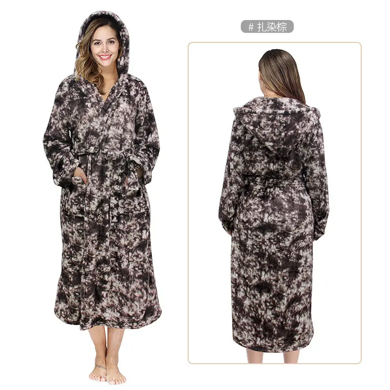 Flannel tie dyed brown robe