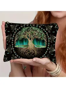 Magic Tree of Life Makeup Bag | Polyester Material | Holiday Travel Toiletry Bag & Essential Storage Bag | Ideal Elegant Gift for Women | Secure Zipper Closure, Travel Cosmetic Bag, Cosmetic Pouch, Cosmetics Bag