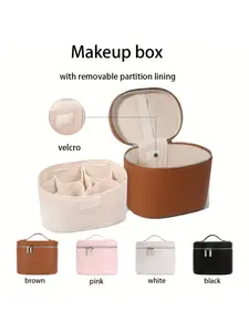 2025 Cross-Border Bestseller Multi-Compartment PU Makeup Bag Travel Toiletry Bag Portable Large Capacity Bucket Storage Makeup Bag Makeup Pouch Makeup Organizer