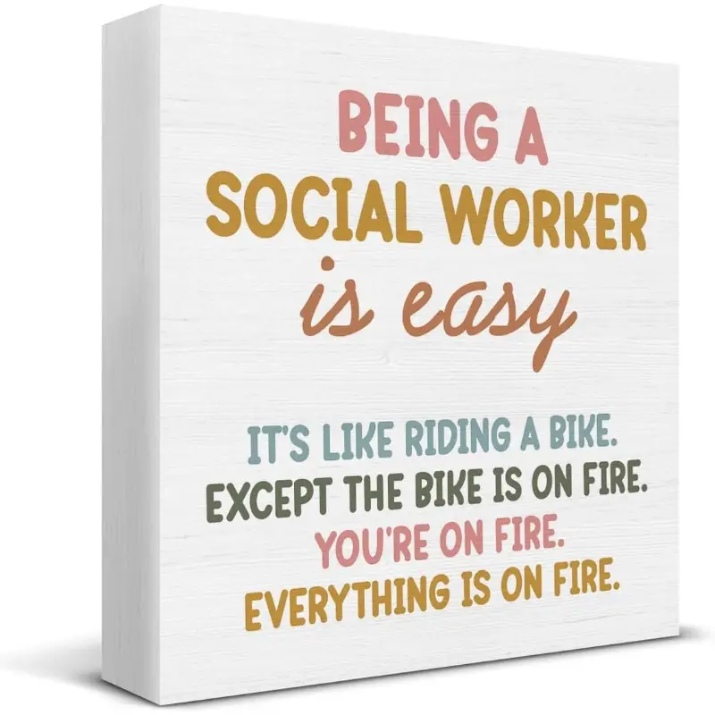 Social Worker Decor Social Worker Gift Wood Sign Social Worker Office Decorations, Being a Social Worker Is Easy Wood Block Plaque Box Sign for Home Office Desk Shelf Table Decorations 5 X 5 Inch