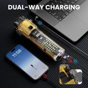 TikTokShopBlackFriday 10-in-1 Multi-Function Rechargeable Flashlight - High Lumen LED Long Throw Beam, Emergency Hammer with Window Breaker for Car, Home, Outdoor Survival and Personal Safety - Portable Emergency Rescue Light
