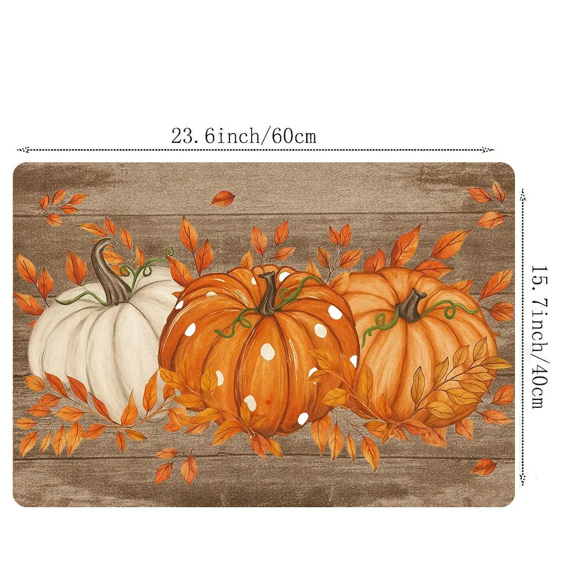 Farmhouse Pumpkin & Polka Dot Autumn Doormat - Non-Slip Backing, Soft Flannel-Like Texture, Indoor Outdoor Rugs, Wrinkle Resistant, Machine Wash, Anti-Shrink, Durable Easy-Clean Mat for Front Door, Halloween-Thanksgiving Seasonal Home Accessory, Dustproof