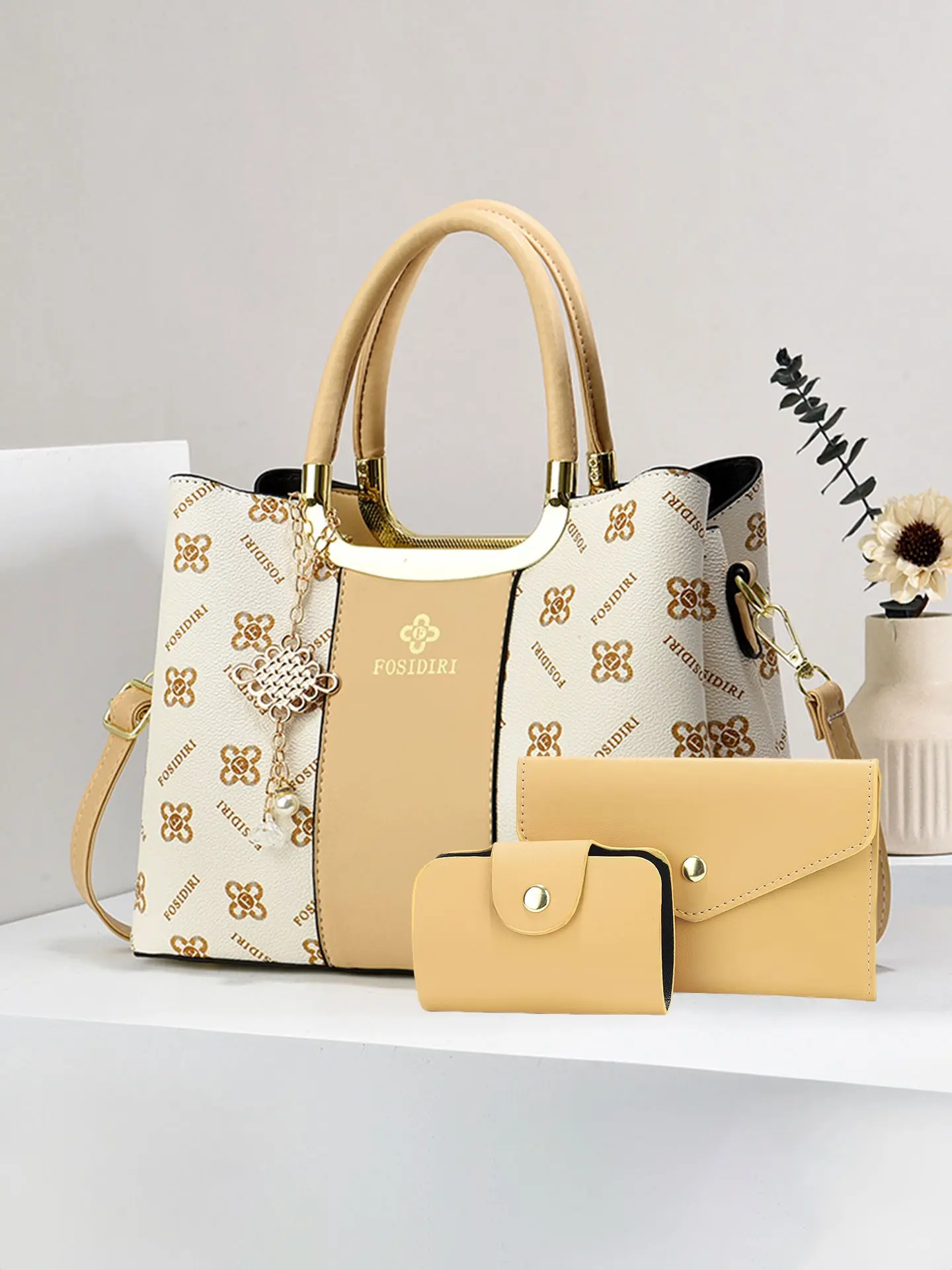 3-piece printed women's handbags, high-end textured large-capacity commuter tote bags, luxury women's bag series with color-blocking crossbody bags, ideal as birthday gifts for ladies and perfect Mother's Day gifts.