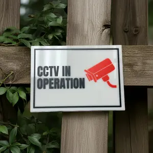 CCTV Operation Acrylic Signs, Size 5x7, Choose from 10 Warning and Policies, Each Sign Comes With Double Sided Tape for Easy Displaying. (Design 9)