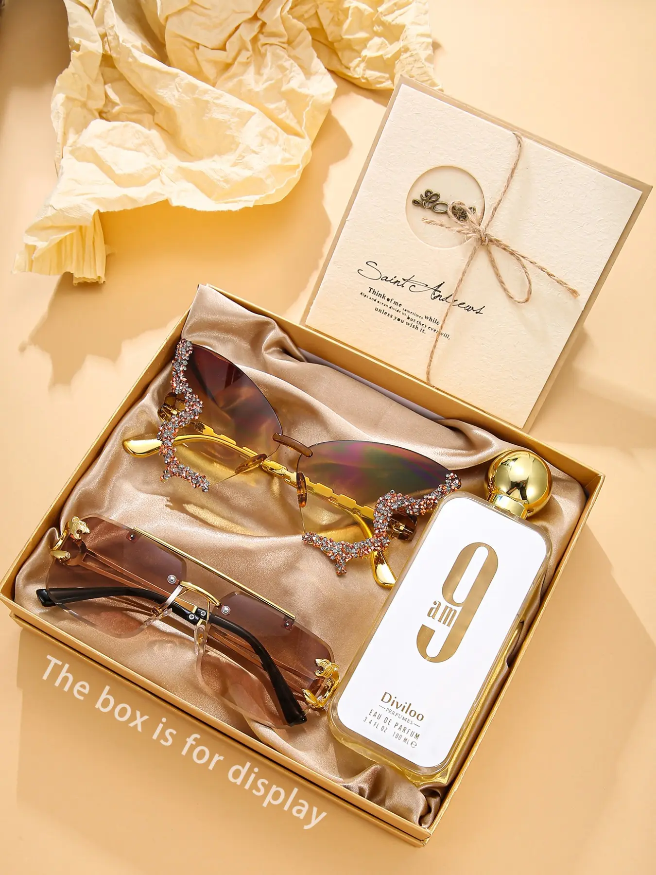 4pcs Trendy Eyeglasses Set, College Fashion Style, Includes Perfume Glasses and Blessing Cards, Gift Box Packaging, Themed Gift Box, Perfect Gift for Birthday, Valentine's Day, Christmas, Perfect Gift Bundle, Gift Sets