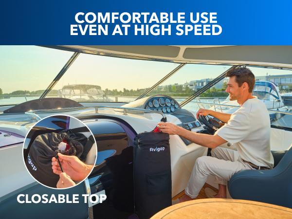 Boat Trash Can, 100% Odor & Leak Resistant, Portable, Reusable, 10-13 Gal Garbage Bag Snaps Inside, Easy to Install & Clean, Fishing, Sandbar, Kayak, Pontoon Boat Accessories Black