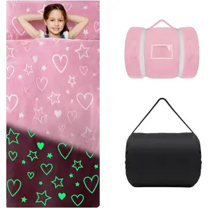 Kids Sleeping Bag Soft Plush Glowing Toddler Nap Mat with Pillow for Boys Girls Large Sleeping Mat for Daycare Preschool Kindergarten