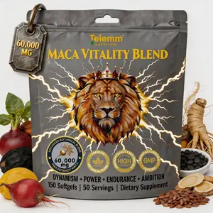 Telemm Maca Vitality Blend 60,000mg | Ultimate Energy & Stamina Support | Premium Maca, Ashwagandha & Ginseng - 150 Softgels
