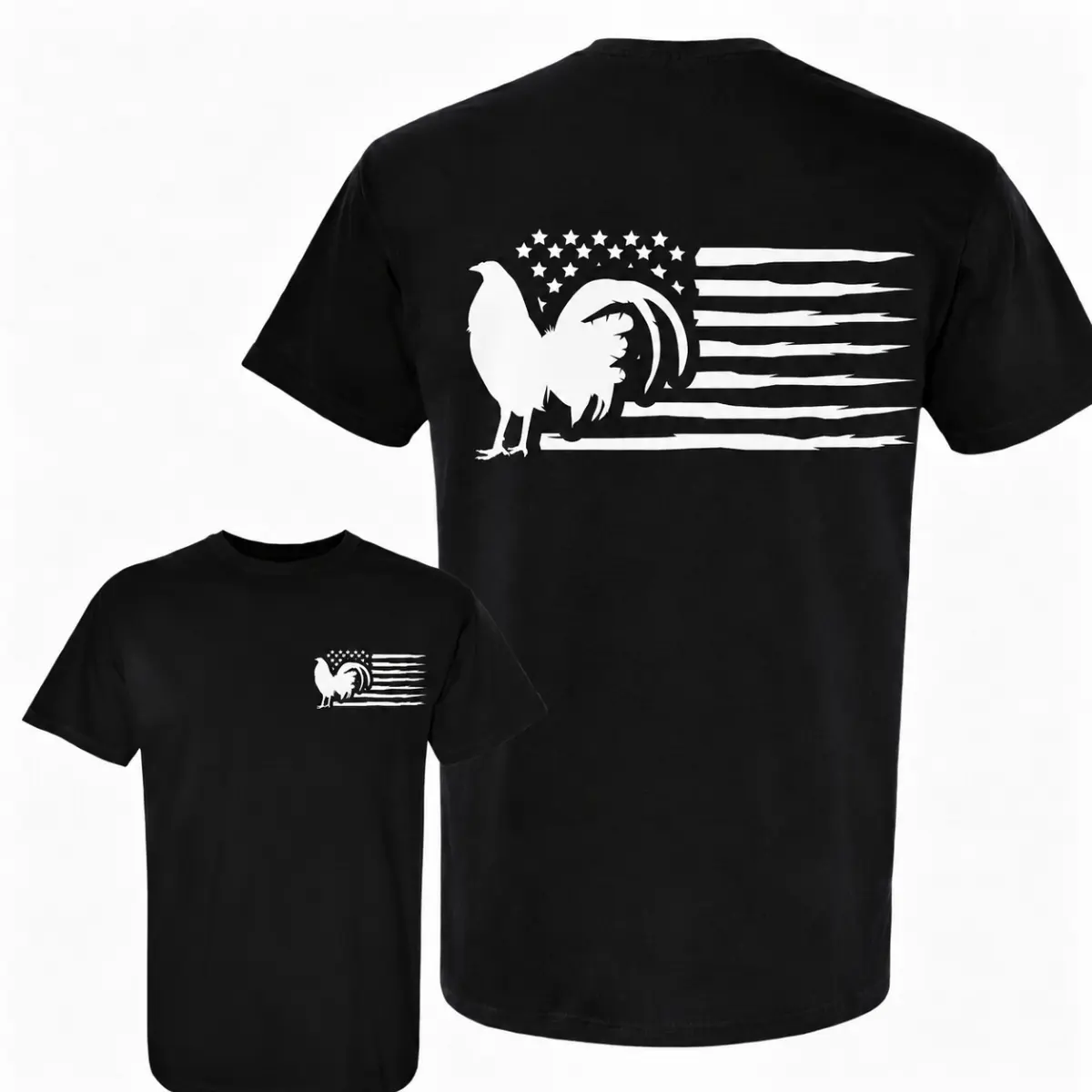 Gamefowl Rooster USA Flag T-Shirt, American Fighting Rooster Graphic Tee Patriotic, Chicken Lover Shirt, Vintage USA Flag, Gamecock Design, Farm Life Poultry Breeder Gift, Independence Day Unisex Apparel
