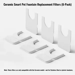 Ceramic Smart Pet Water Fountain Replacement Filters (6-Pack) - Note It must be used with our "Ceramic Smart Pet Fountain" - For Ceramic Model Only