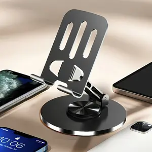 360° Rotating Metal Phone Stand, Foldable Desktop Holder, Suitable for All Smartphones and Tablets, Ideal Office Accessory