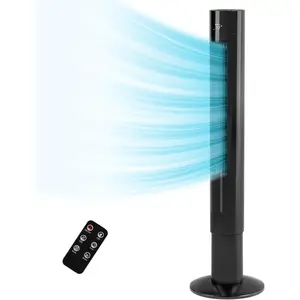 ZAFRO 36 inch Tower Fan Portable Electric Oscillating Fan Quiet Remote Control Bladeless Floor Fan 3-Spped Wind Mode 12H Timer Bedroom Office Black