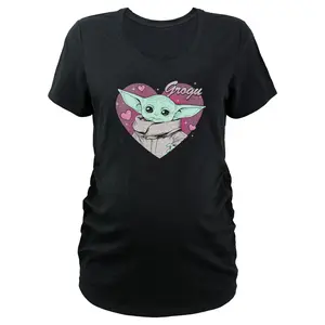Women's Star Wars: The Mandalorian Grogu Heart Portrait Maternity T-Shirt