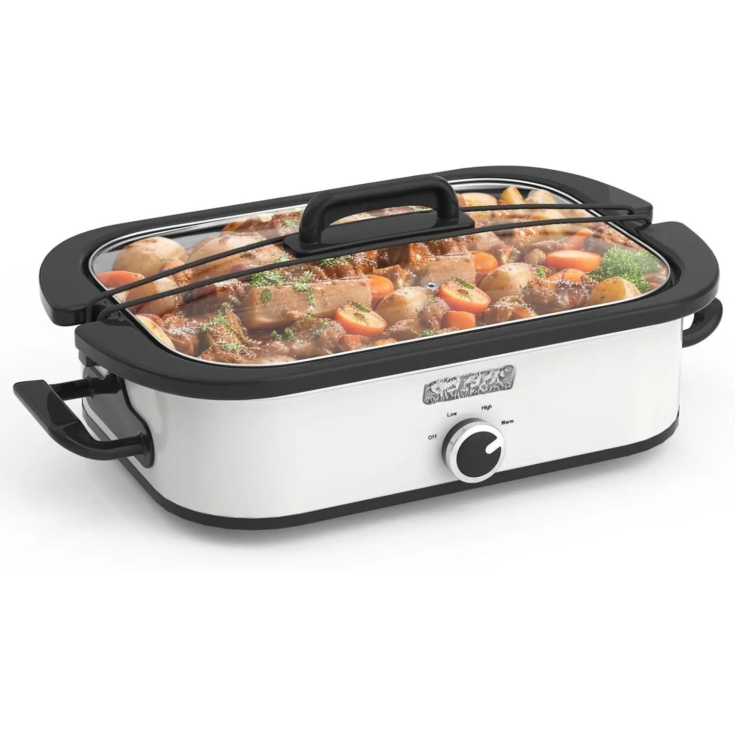 4 Quart Casserole Slow Cooker with Ceramic Baking Dish -  Small Kitchen Appliance Crock Pot for Family Dinners, Oven Safe and Durable Bakeware for Lasagna, Roasts