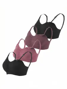 4-Piece Nursing Bra Set for New Moms, Convenient Breastfeeding Support, Suitable for All Occasions, Baby Care Essentials, Breastfeeding Bras