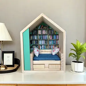 Pocket Edition Anxiety Bookcase With with Books | | MINI box gift| Book Lover Gift | Mental Health,Miniature model, miniature statue
