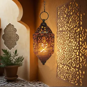 Moroccan Style Hanging Candle Lantern Shade, Indoor/outdoor Tea Light Holder, Perfect for Patio, Porch, Ramadan, Home Decor