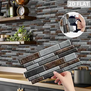 24pcs Marble Tile Stickers, Brick Shaped Patterns, Self-Adhesive Waterproof, Strong Adhesion, Ideal Choice For Rooms, Living Rooms, Kitchens, Corridors