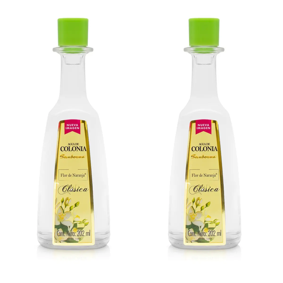 2 X Sanborns Agua De Colonia Clasica Flor De Naranja Unisex 202ml Each Glass Bottle