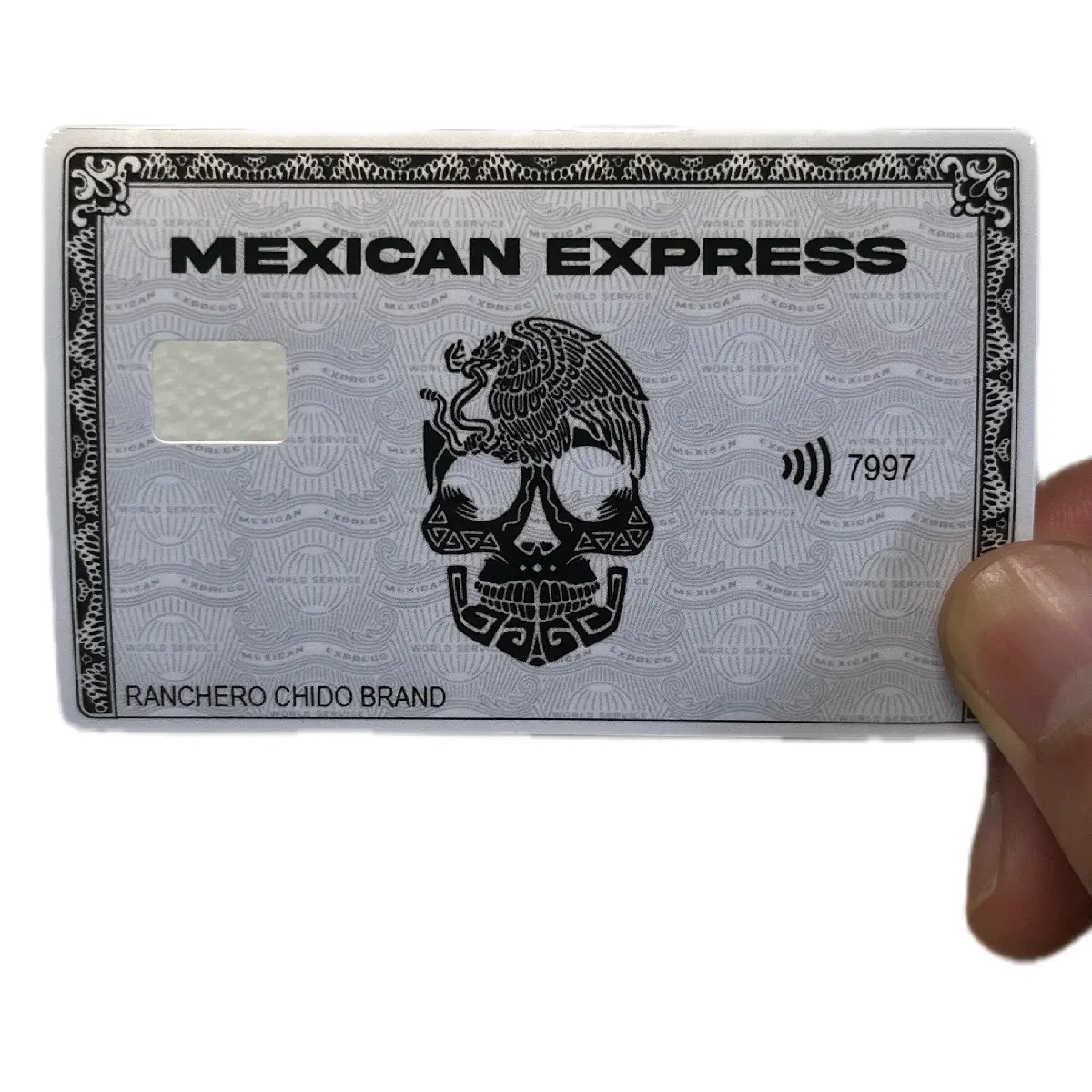 Gray Mexican Express Debit/Credit Card Sticker with Skull - Premium Vinyl Material