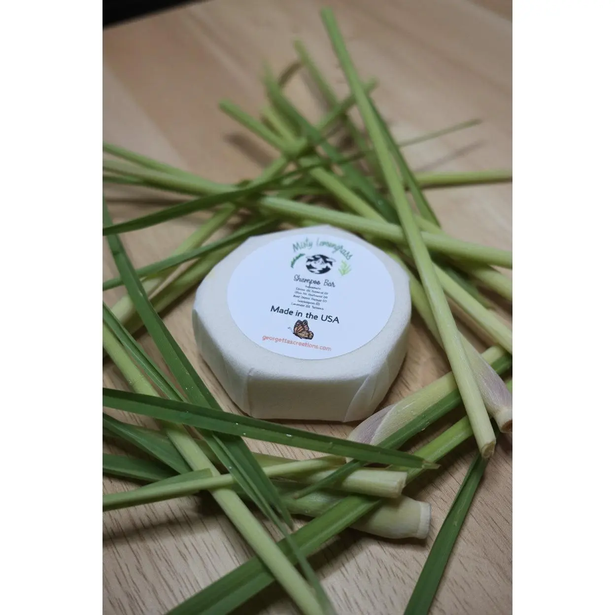 Misty Lemongrass Shampoo Bar, Olive & Sunflower Infused Haircare Cleanser with Vitamins for Gentle Hair Cleansing