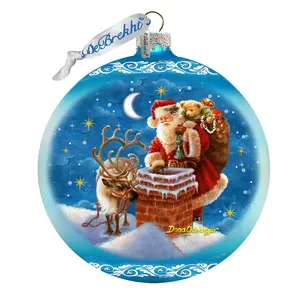 G.DeBrekht 73921B-DG 5 x 5.5 in. Christmas Arrival Blue Large Holiday Mercury Collectible Ornaments