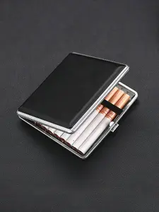 Leather Metal Waterproof Cigarette Case Fashion Holds 20 Sticks Lady Storage Cover Design Ideal Smoking Accessory & Gift for Men