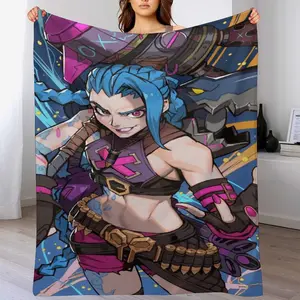 *Arcane* Jinx & "Fishbones" Throw Blanket, Jinx & Rocket Launcher Fleece Blanket, Jinx "Cozy at Home" Throw Blanket—Exclusive Gifts for Jinx Fans