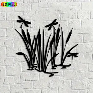 1pc Dragonfly & Grass Metal Wall Art, Nature-Inspired Dragonfly Statue Mural, Ideal Gift for New Year, Easter, Nature Decor Enthusiasts, Weather-Resistant Metal Wall Decor Wall Sculptures,  Outdoor Art Enthusiasts