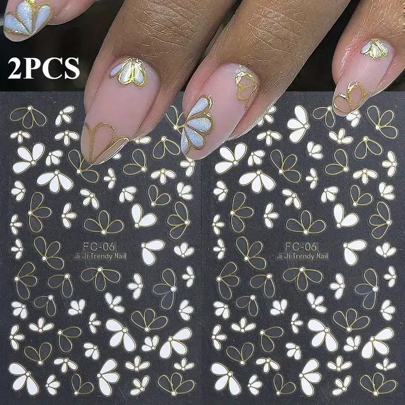 2pcs Petal Nail Stickers with Elegant Floral Patterns for Weddings, Parties & Everyday Nail Art, High-Quality Nail Decor for DIY Enthusiasts, Transferable Nail Art