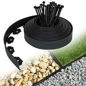 Easy-To-Install Polyethylene Plastic Garden Border Kit with Durable Anchors, Durable Lawn Edging for Landscaping & Yard Separation