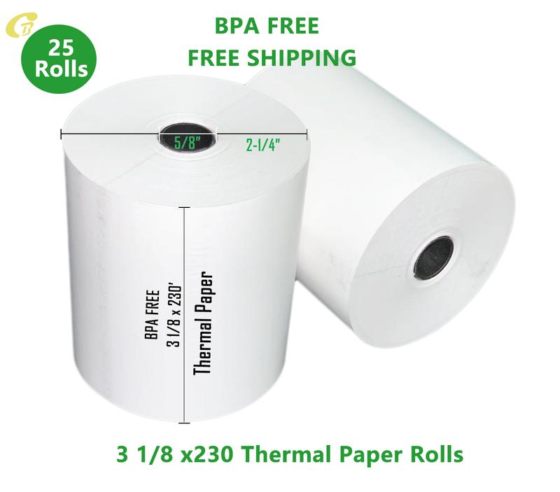 3 1/8" x 230' THERMAL POS RECEIPT PRINTER ROLL PAPER BPA FREE USA 25 ROLLS (50 Rolls)