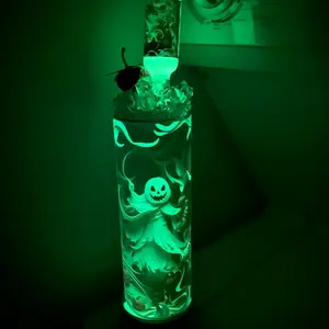 20oz Double Wall Stainless Steel Glow In The Dark Halloween Tumbler With Marching Topper Bottle Drinkware