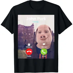 John Pork Calling Decline Accept Incoming Call John Pork T-Shirt 100% cotton T-shirt