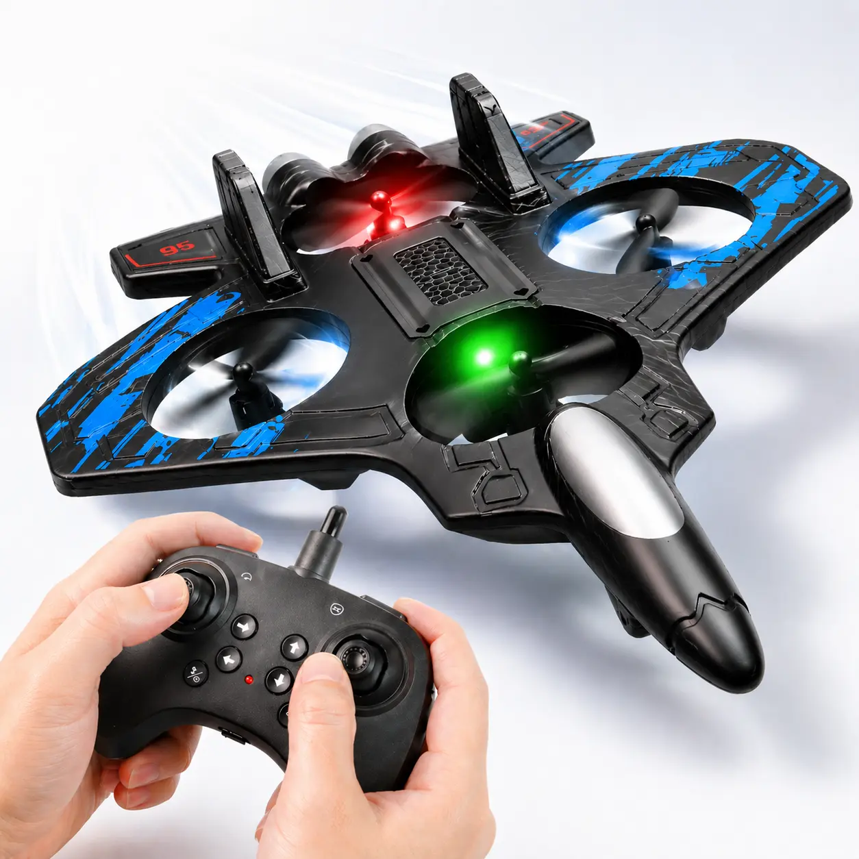 Remote Control Jet Fighter Plane Jet Toy for Kids 360° Stunt Flips, Colorful LED Lights, Easy RC Drone Toy for Beginners
