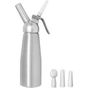 Professional Aluminum 500ML 1-Pint Whipped Cream Dispenser with 3 Decorating Nozzles Homemade Cream Maker N20 Cartridges Not Included