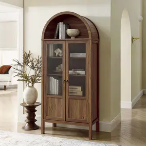 Tessa Tall Arched Storage Display Cabinet in Walnut
