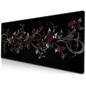 Gothic Rose Pattern Mouse Pad, Rectangle Gaming Mouse Pad, Non-slip Mousepad, Office Desk Keyboard Mouse Mat for Home Office Game Room Desk, Corporate Work Desk Accessories