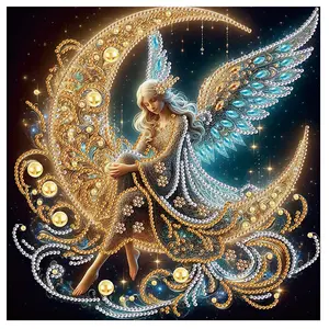 Moon Goddess Pattern DIY Diamond Arts Colorful Painting Kit without Frame, 5D Special Shape Diamond Arts Colorful Painting Kit for Beginners