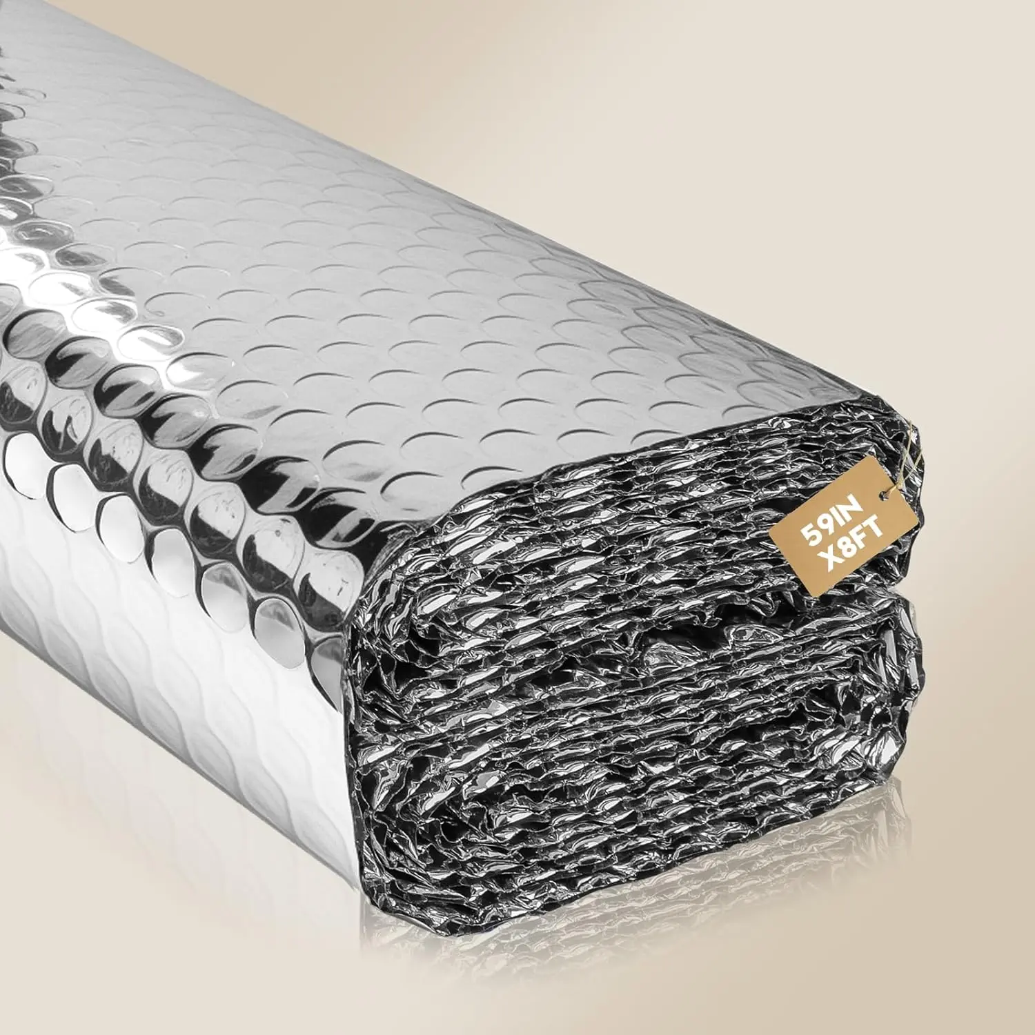 Double Reflective Insulation Roll, 59" X 8' Double-Sided  Bubble Roll, Rv Window and Window Insulation for Summer Heat, Garage Door, Roof,